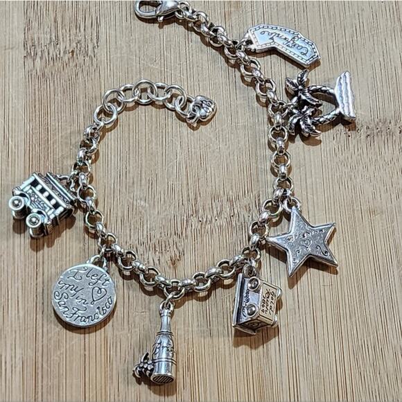 Brighton California state palm trees gold wine charm bracelet - Picture 6 of 7